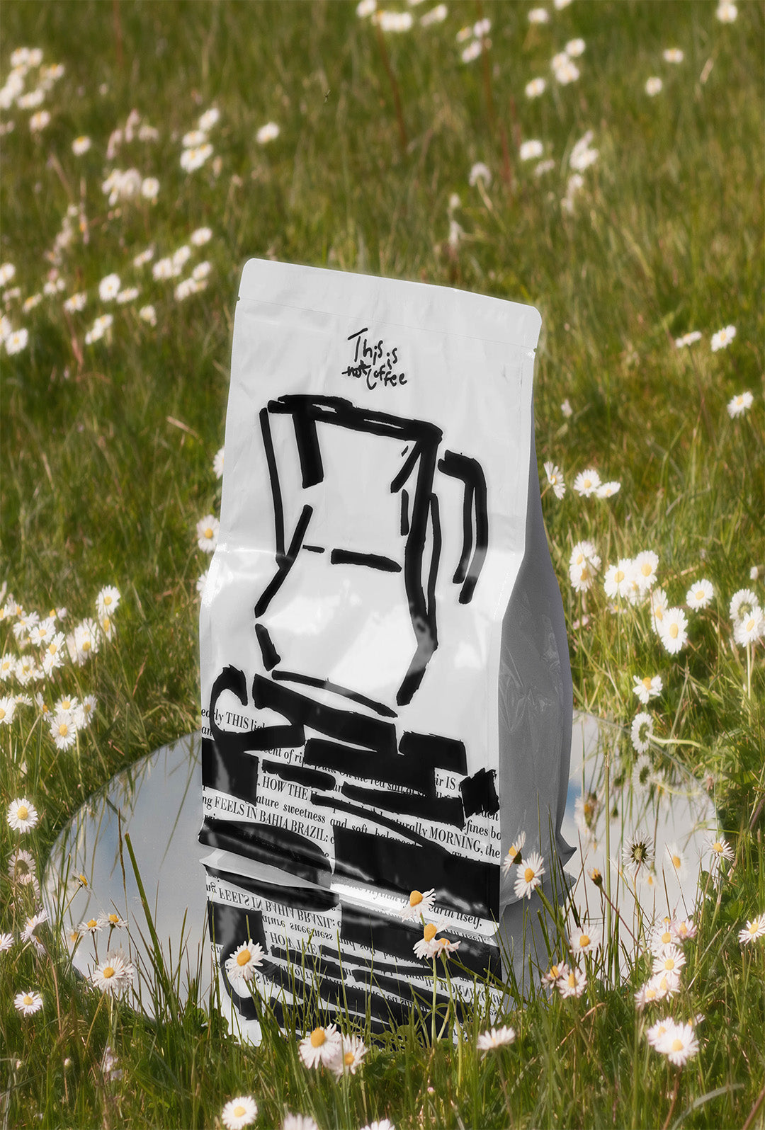 Bahia Brazil coffee bag mockup, featuring a minimalist white coffee package design.